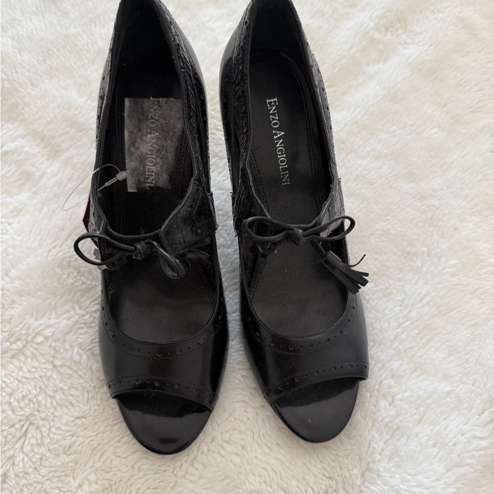 Enzo Angiolini Black Lace-Up Heels